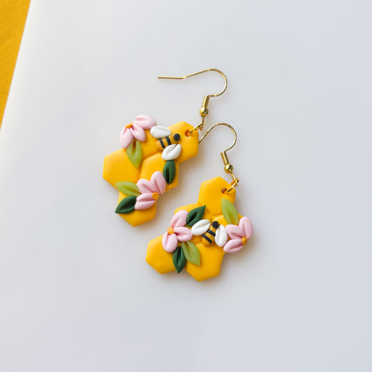 BEE HONEYCOMB EARRINGS