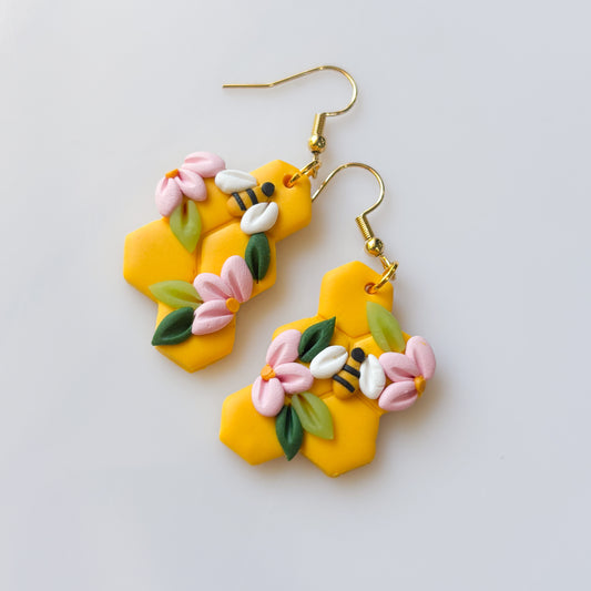 BEE HONEYCOMB EARRINGS