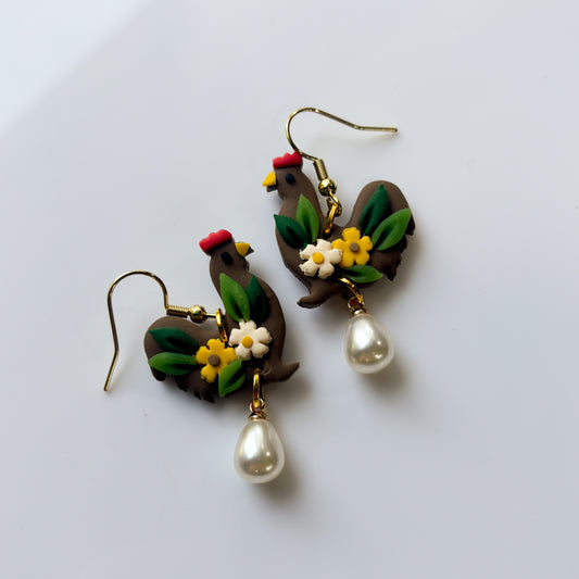 BROWN CHICKEN EARRINGS
