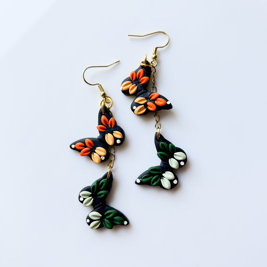 DUO BUTTERFLY ORANGE & GREEN EARRINGS