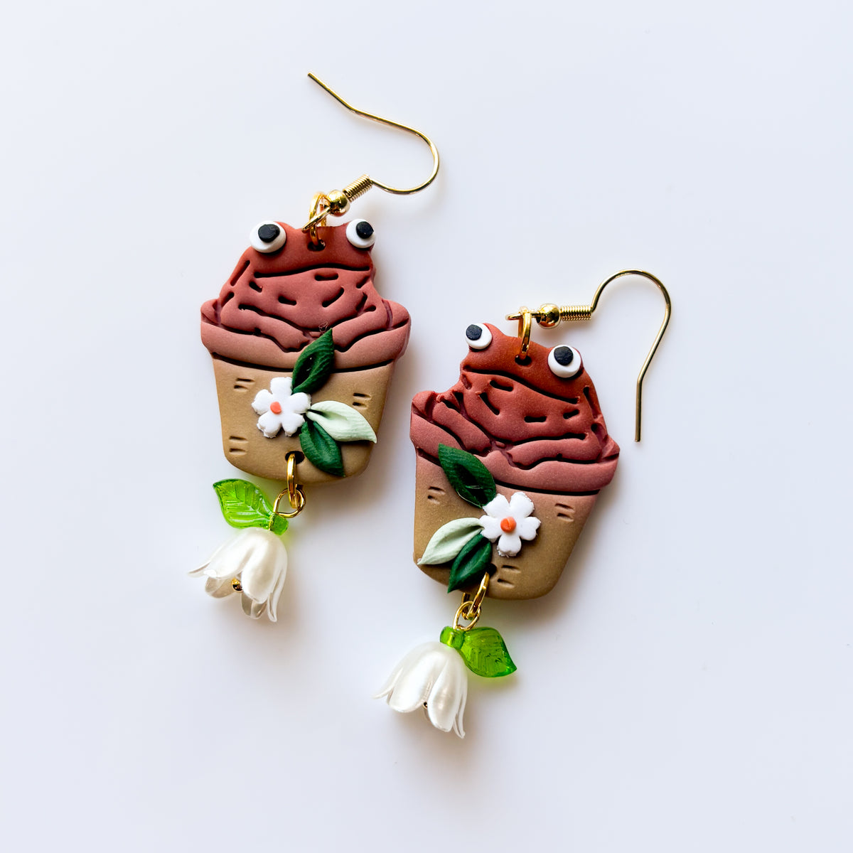AUTUMN TOADS IN FLOWER POTS EARRINGS