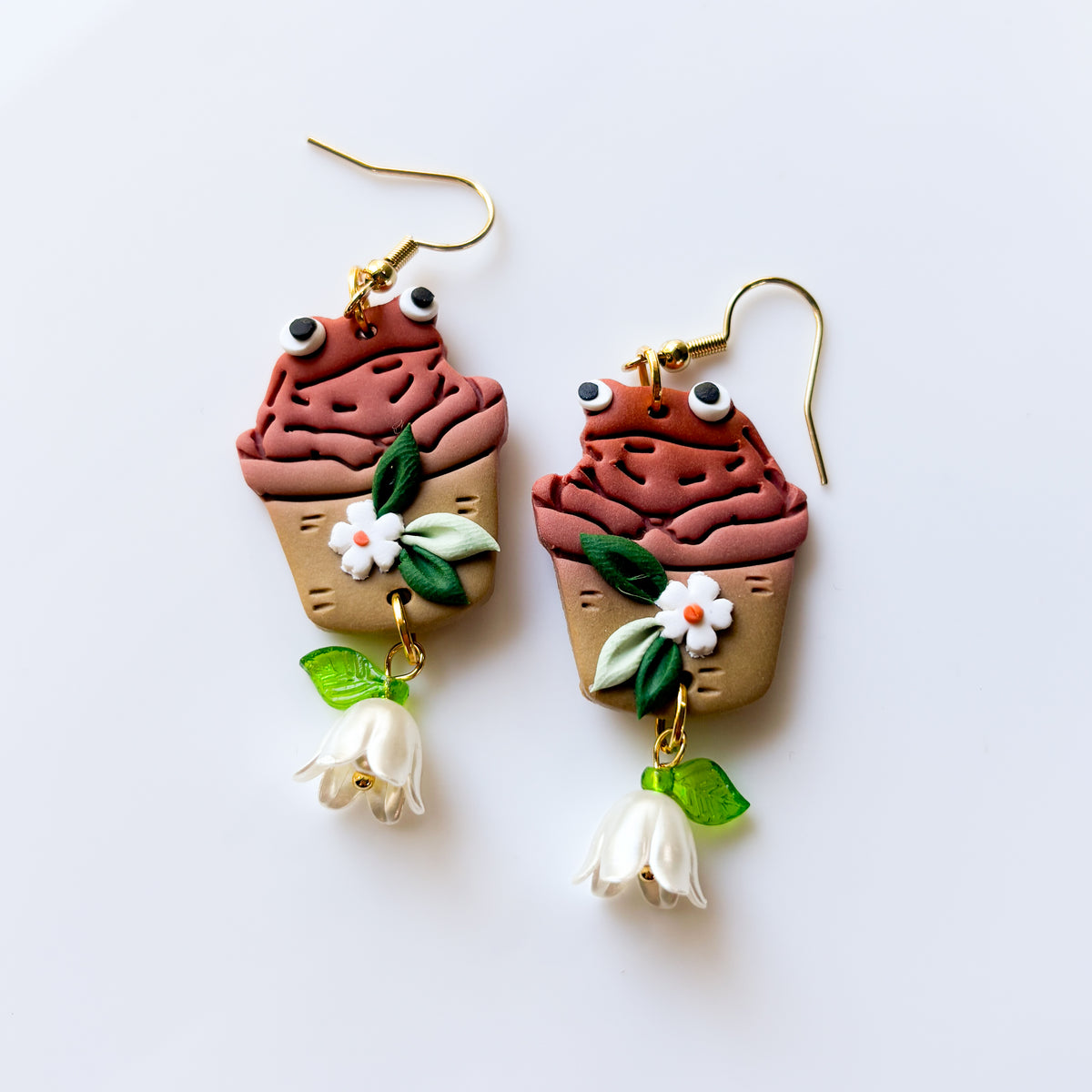 AUTUMN TOADS IN FLOWER POTS EARRINGS