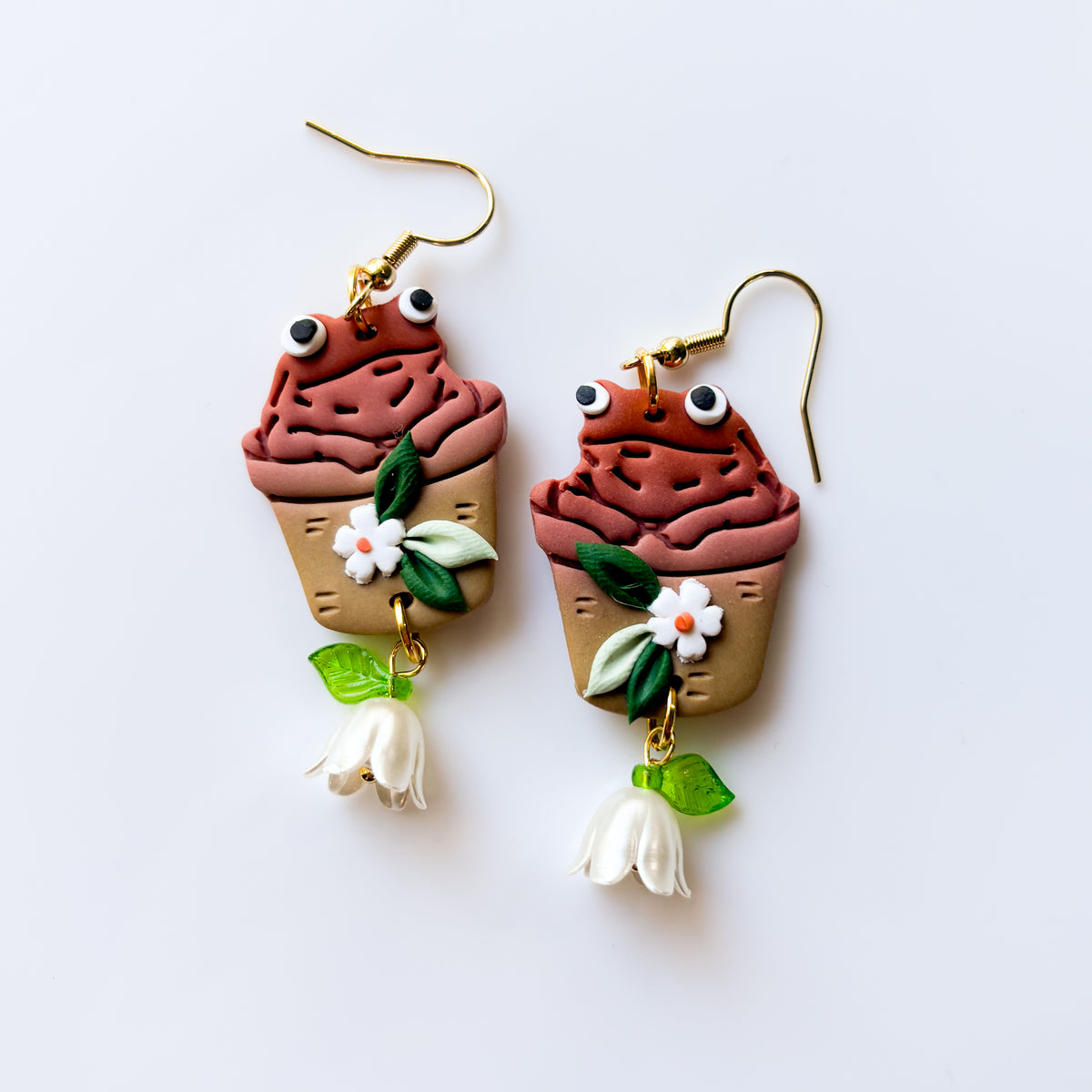 AUTUMN TOADS IN FLOWER POTS EARRINGS