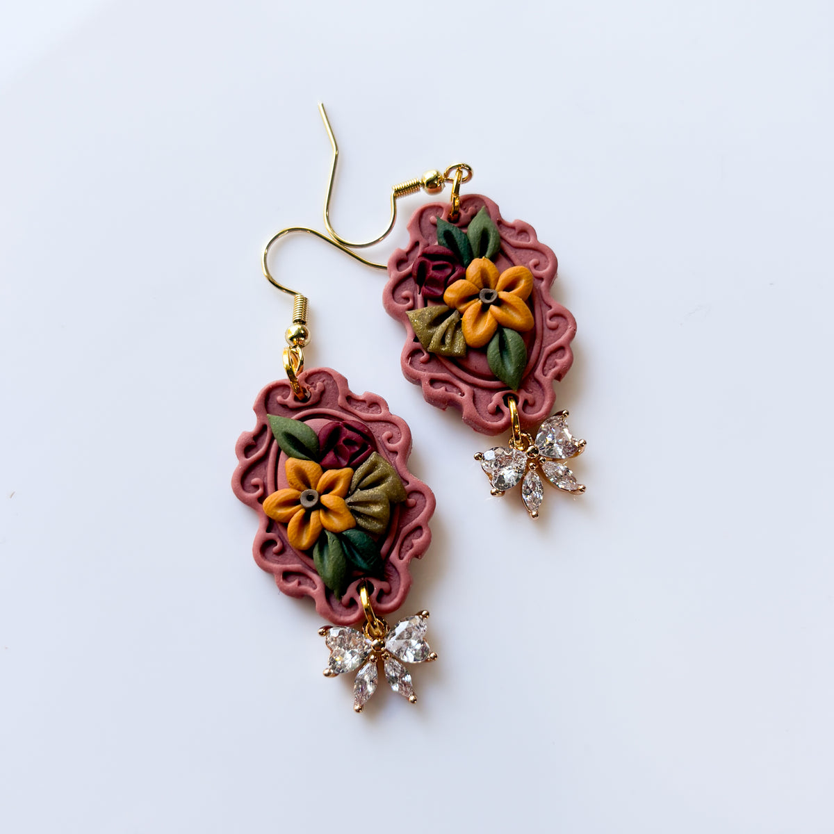FALL FLORAL FRAME EARRINGS
