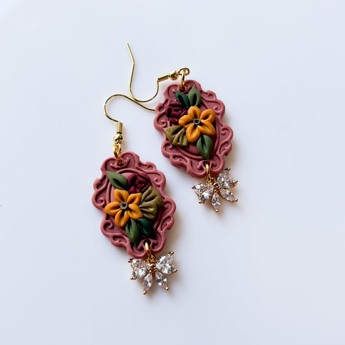 FALL FLORAL FRAME EARRINGS