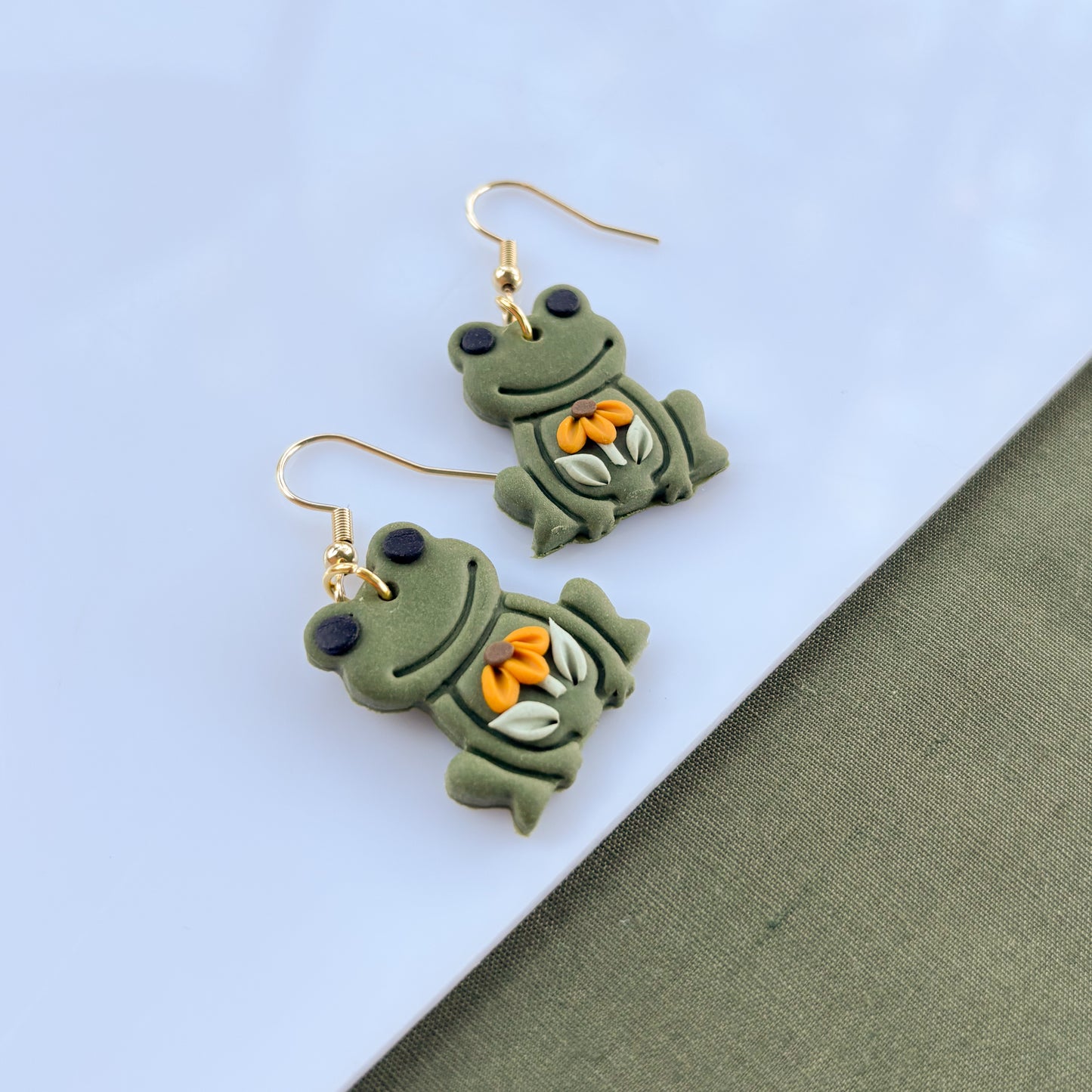 SUNFLOWER FROG EARRINGS