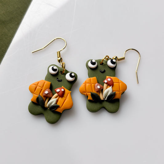 MUSHROOM FROGS WEARING JACKETS EARRINGS