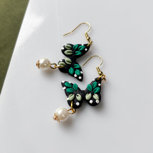 GREEN BUTTERFLY EARRINGS