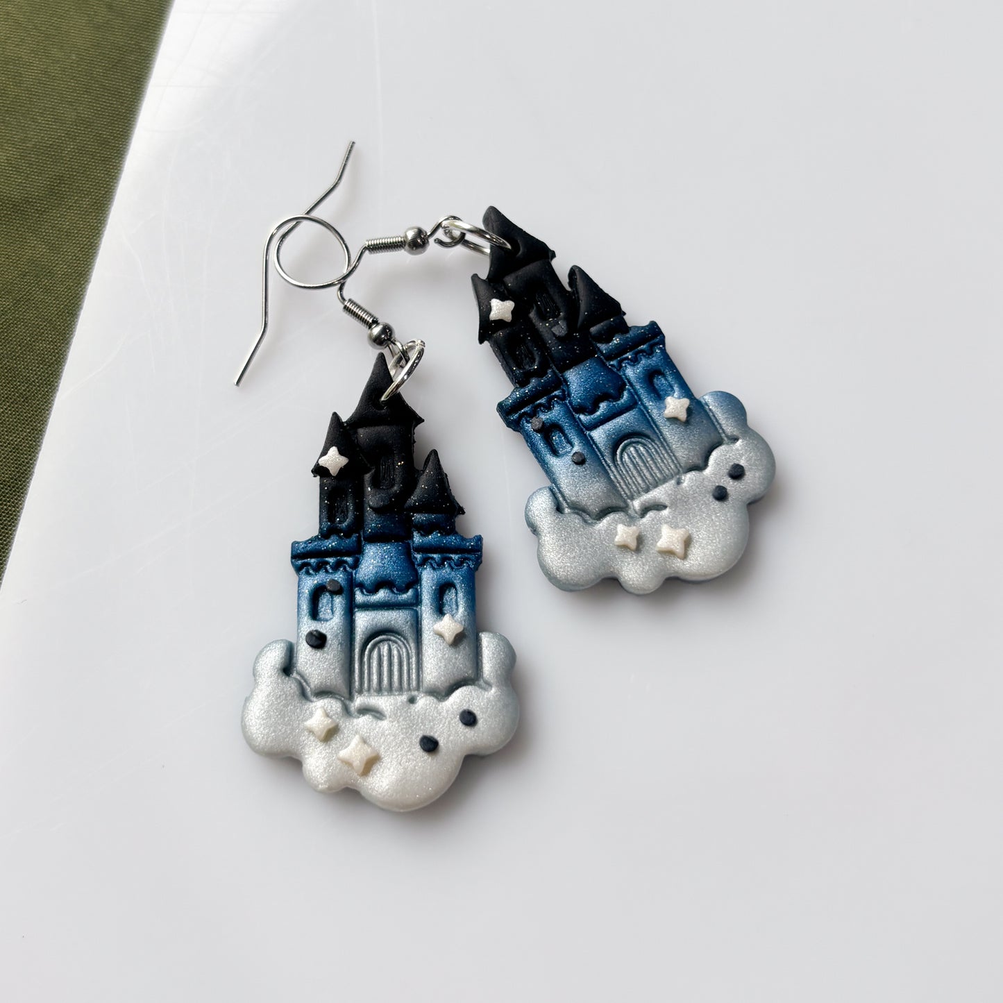 BLUE SPARKLY CASTLE IN THE CLOUDS EARRINGS