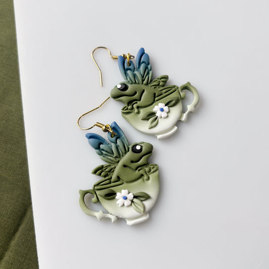 FROGS IN TEACUPS EARRINGS