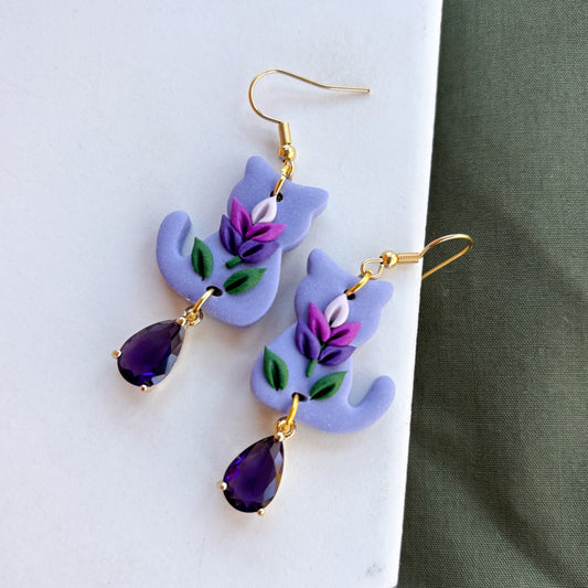 LAVENDER PURPLE CAT EARRINGS