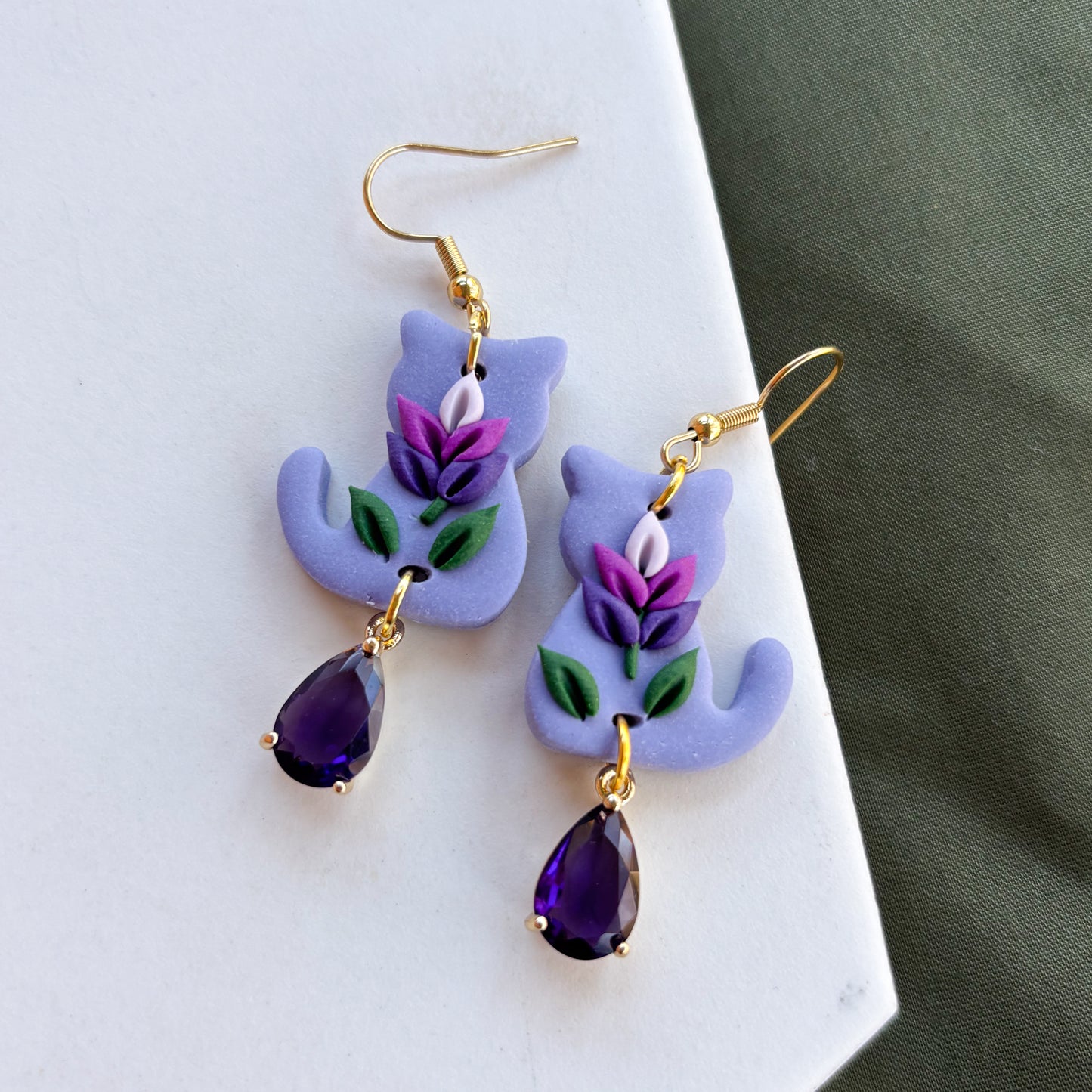 LAVENDER PURPLE CAT EARRINGS