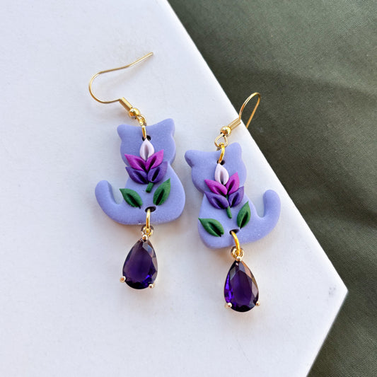 LAVENDER PURPLE CAT EARRINGS