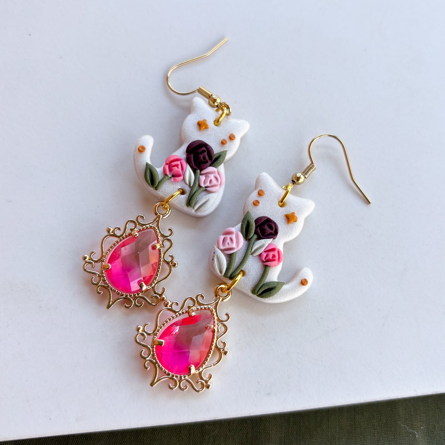 ROSE GARDEN CAT EARRINGS