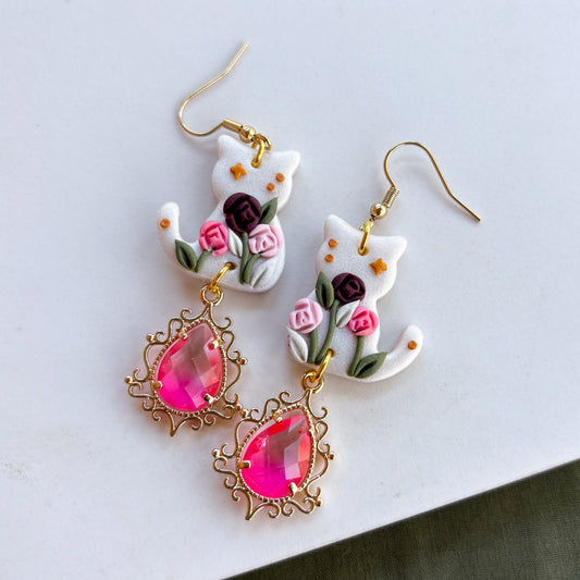 ROSE GARDEN CAT EARRINGS