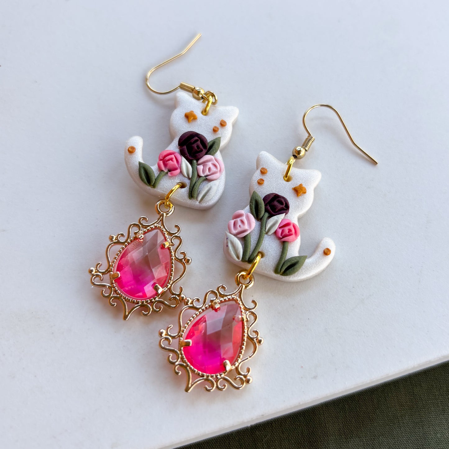 ROSE GARDEN CAT EARRINGS