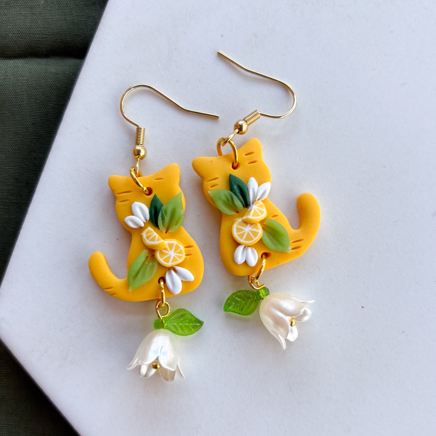LEMON BLOSSOM CAT EARRINGS