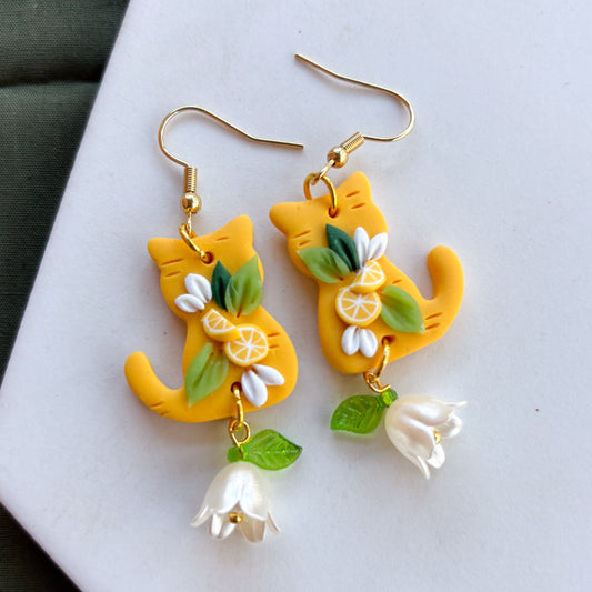 LEMON BLOSSOM CAT EARRINGS
