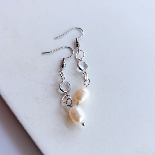 OVAL PEARL GEM & CHARM EARRINGS