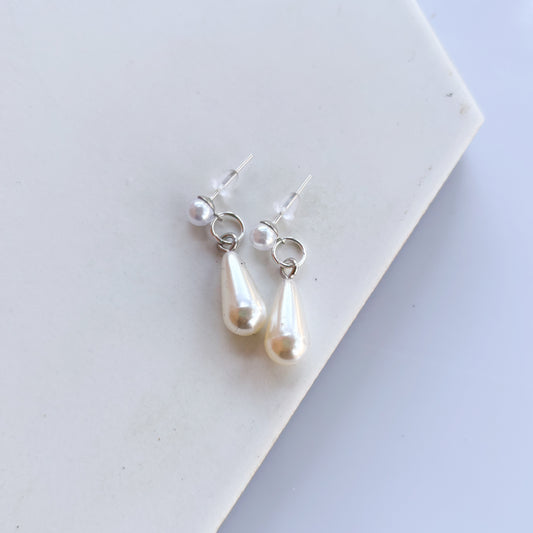 DOUBLE PEARL STUD CHARM EARRINGS