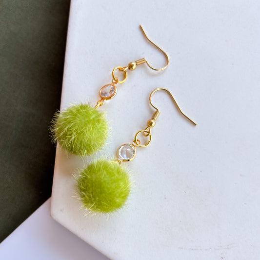 GREEN GRINCH MINI POM POM CHARM EARRINGS