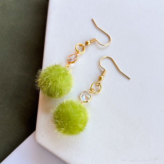GREEN GRINCH MINI POM POM CHARM EARRINGS