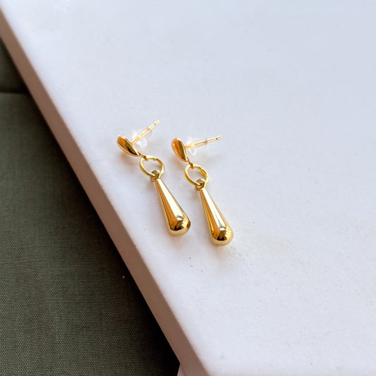 DOUBLE GOLD TEARDROP STUD CHARM EARRINGS