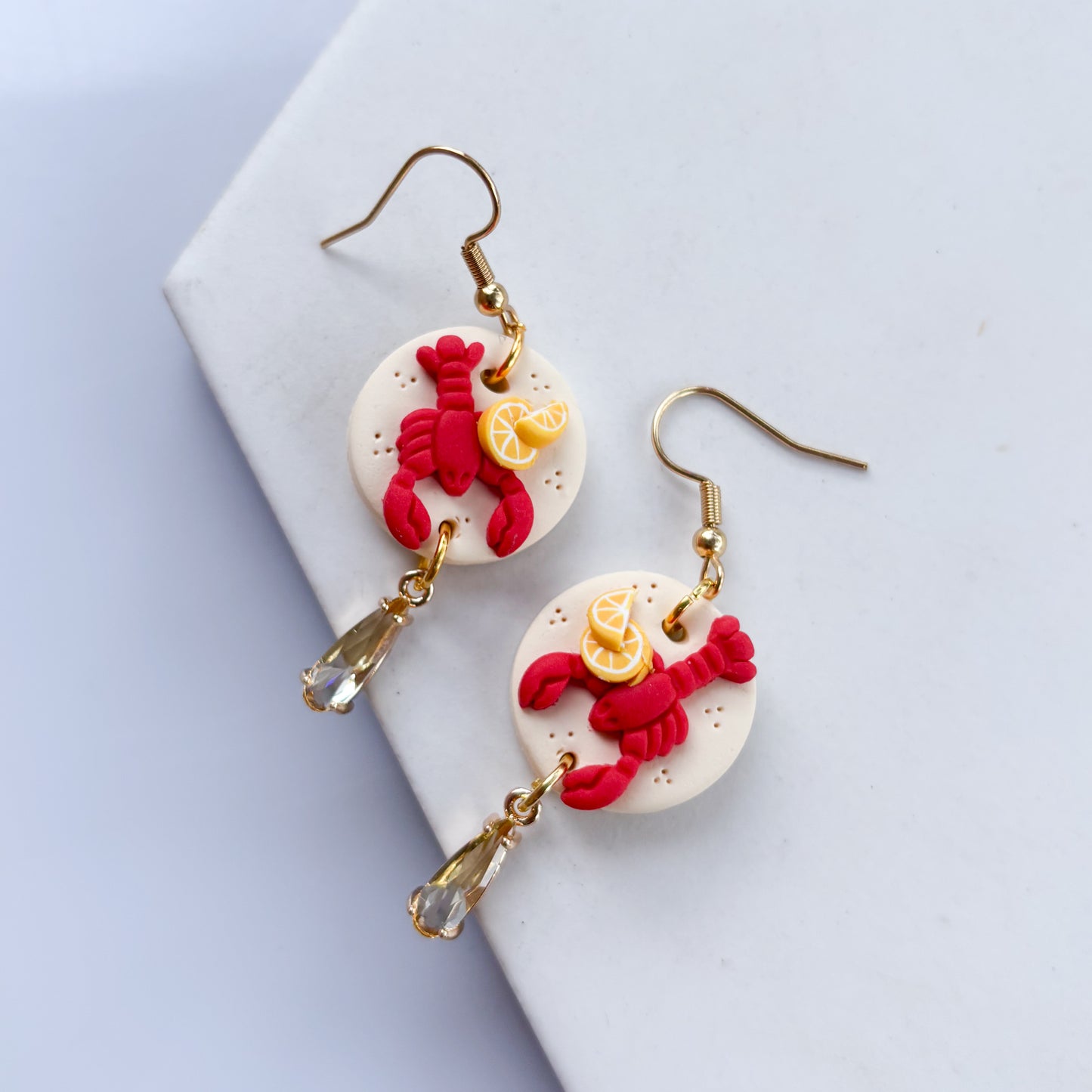 LOBSTERS ON PLATE EARRINGS