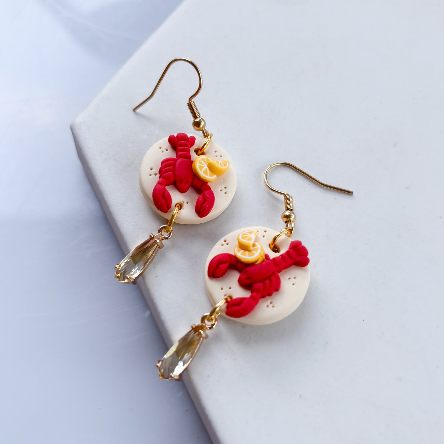 LOBSTERS ON PLATE EARRINGS