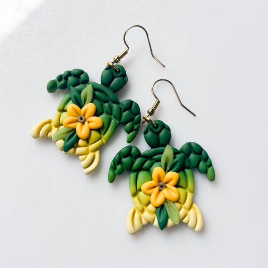 GREEN & YELLOW TURTLE EARRINGS