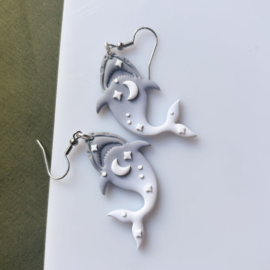 GREY & MOON SHARK EARRINGS
