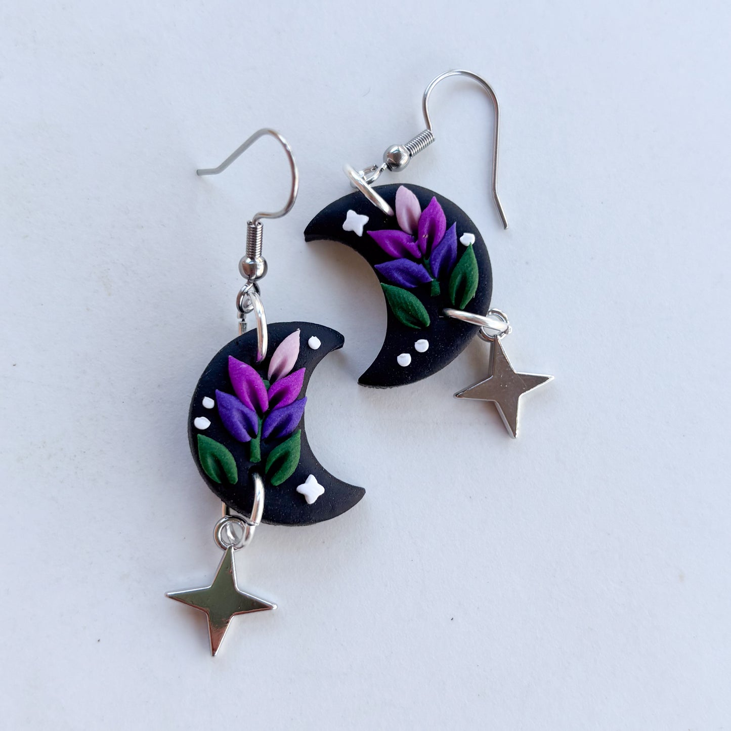LAVENDER LILAC MOON EARRINGS (MEDIUM)