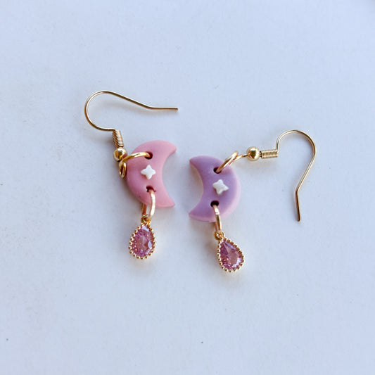 PINK & PASTEL MOON EARRINGS (MINI)