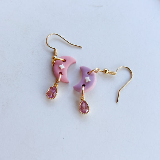 PINK & PASTEL MOON EARRINGS (MINI)