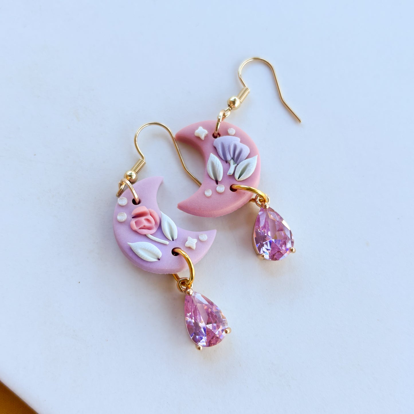PINK & PASTEL MOON EARRINGS (MEDIUM)