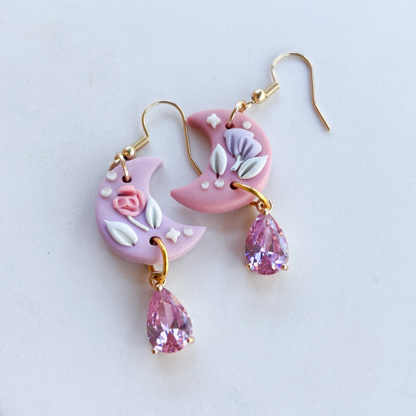 PINK & PASTEL MOON EARRINGS (MEDIUM)