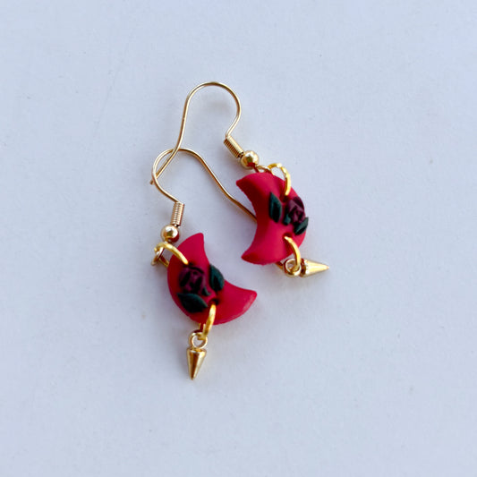 GOTHIC ROSE OMBRE MOON EARRINGS (MINI)