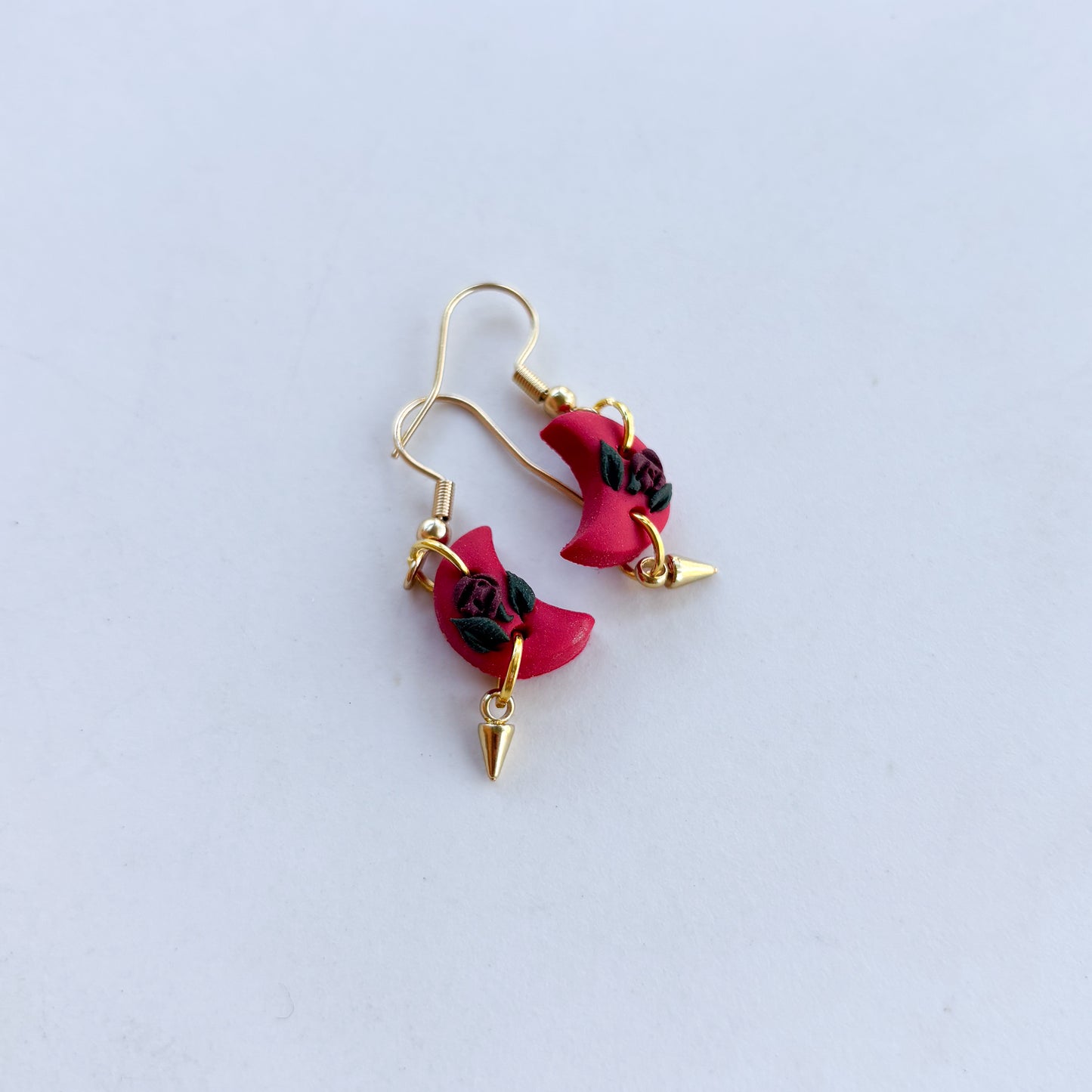 GOTHIC ROSE OMBRE MOON EARRINGS (MINI)