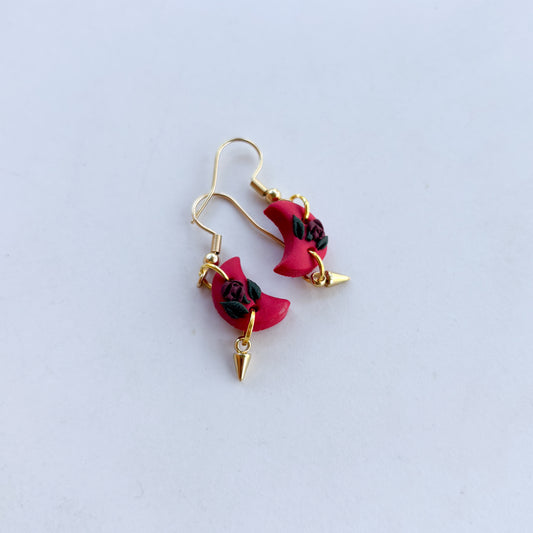 GOTHIC ROSE OMBRE MOON EARRINGS (MINI)