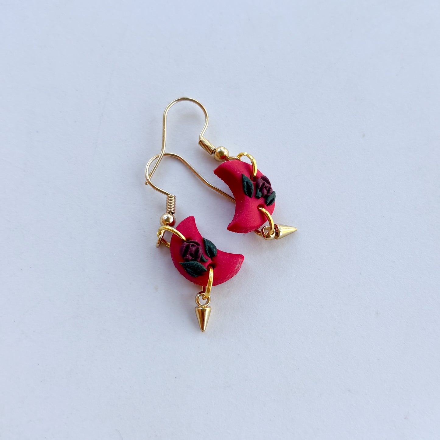 GOTHIC ROSE OMBRE MOON EARRINGS (MINI)
