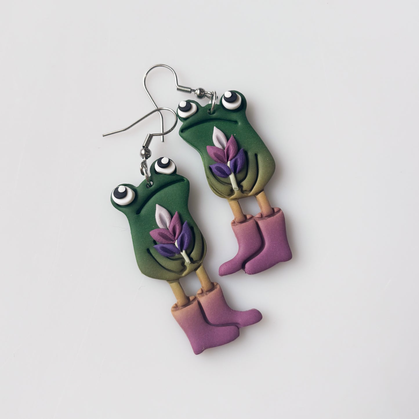 LAVENDER AWKWARD FROG EARRINGS