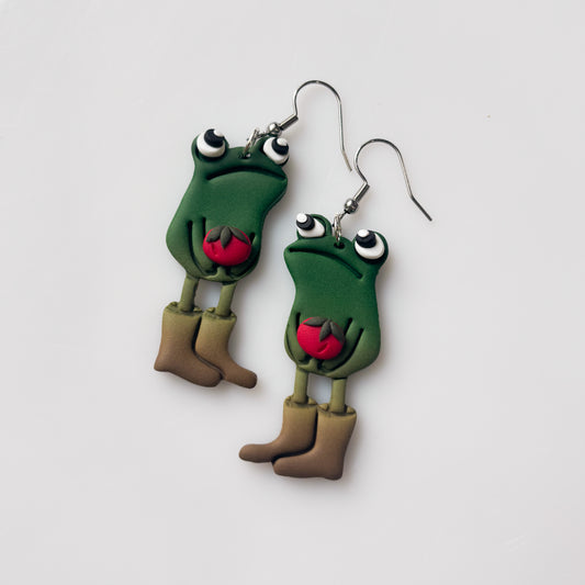 TOMATO AWKWARD FROG EARRINGS