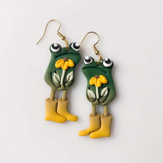 SUNFLOWER AWKWARD FROG EARRINGS