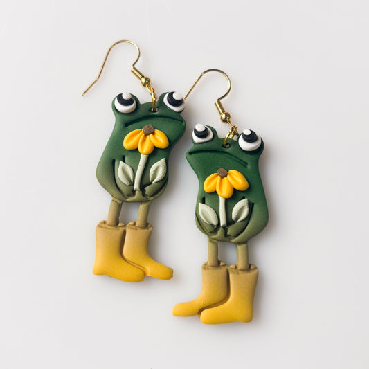 SUNFLOWER AWKWARD FROG EARRINGS