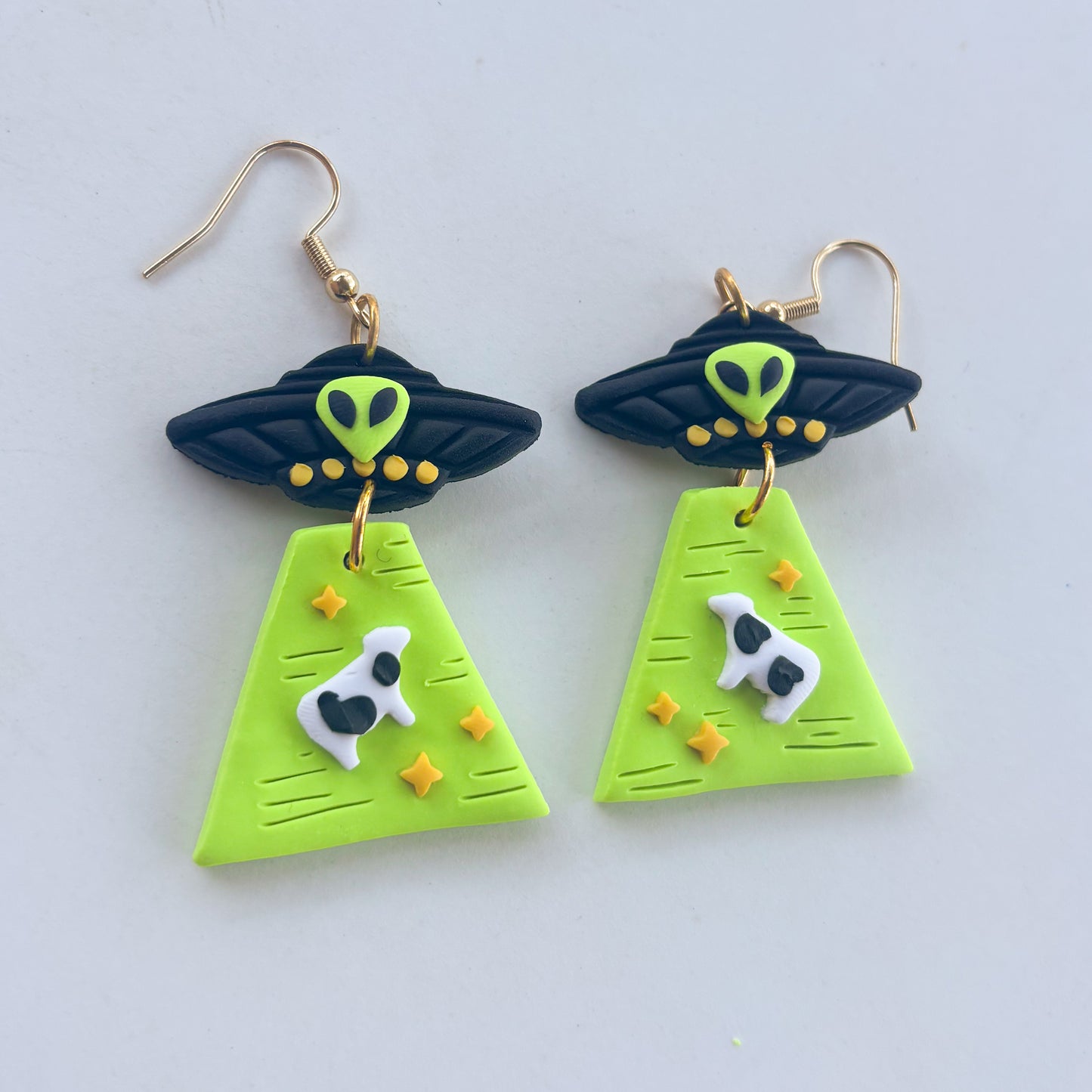 GREEN ALIEN UFO EARRINGS