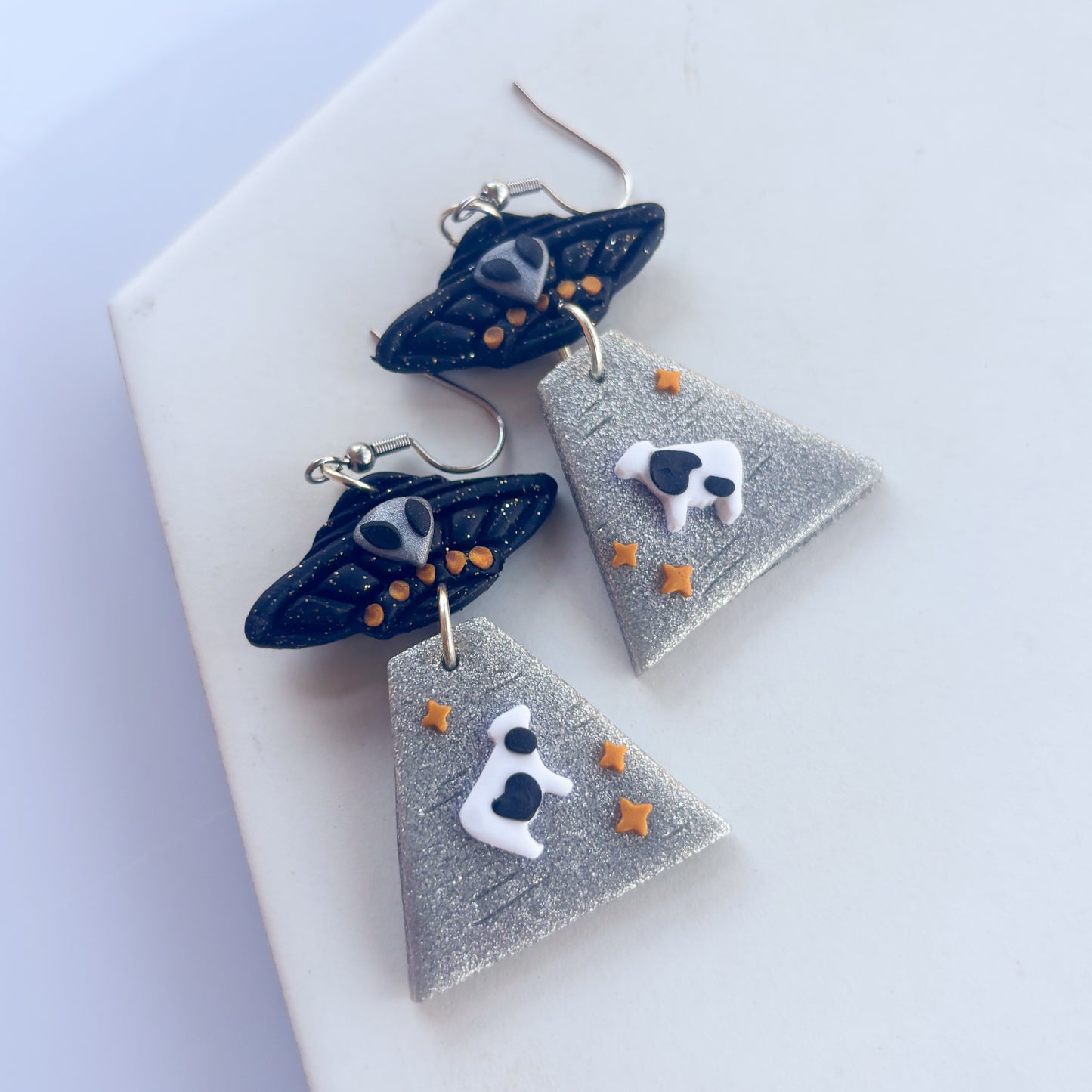 METALLIC ALIEN UFO EARRINGS