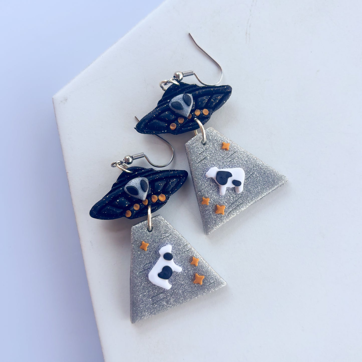 METALLIC ALIEN UFO EARRINGS