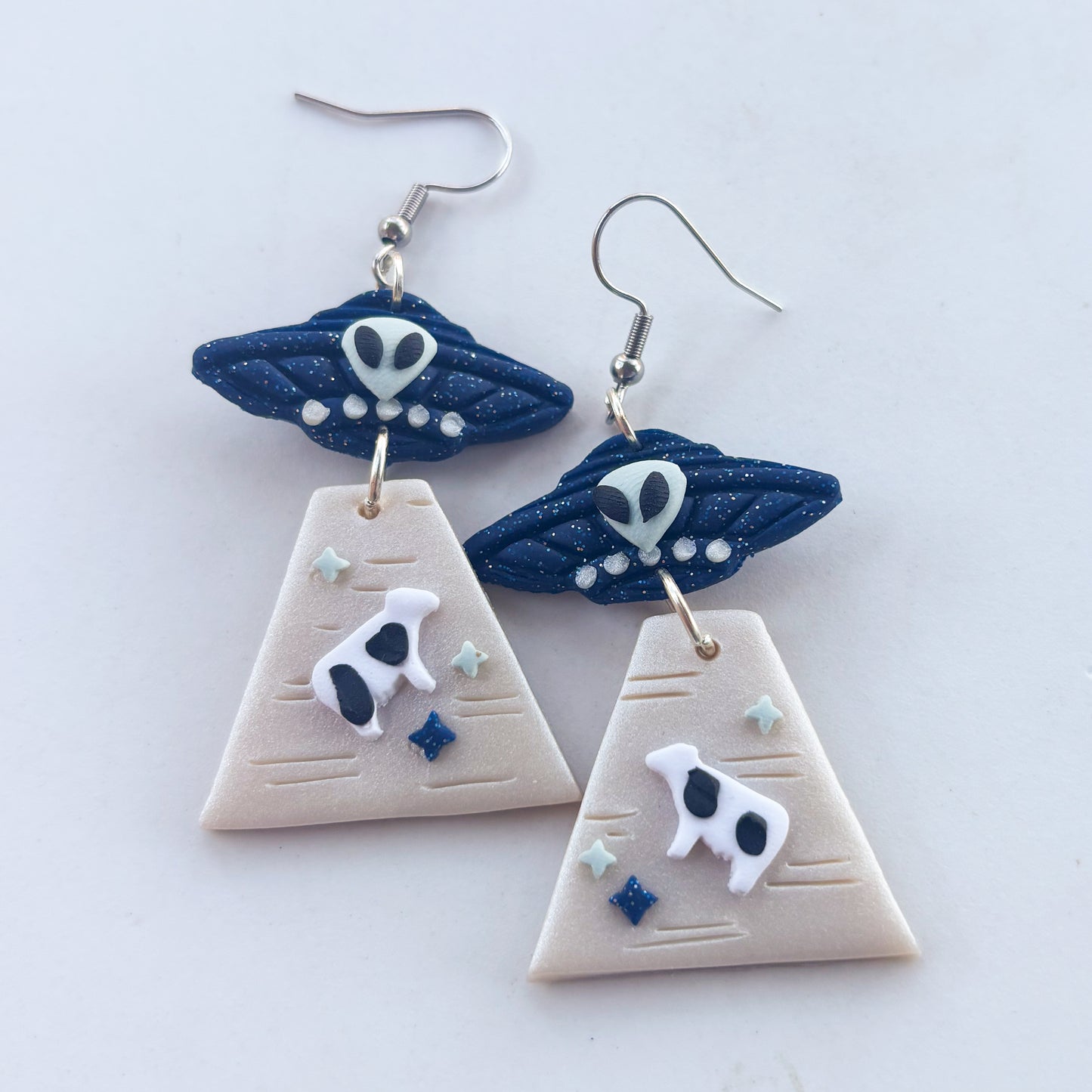 TWILIGHT & LIGHT BLUE ALIEN UFO EARRINGS