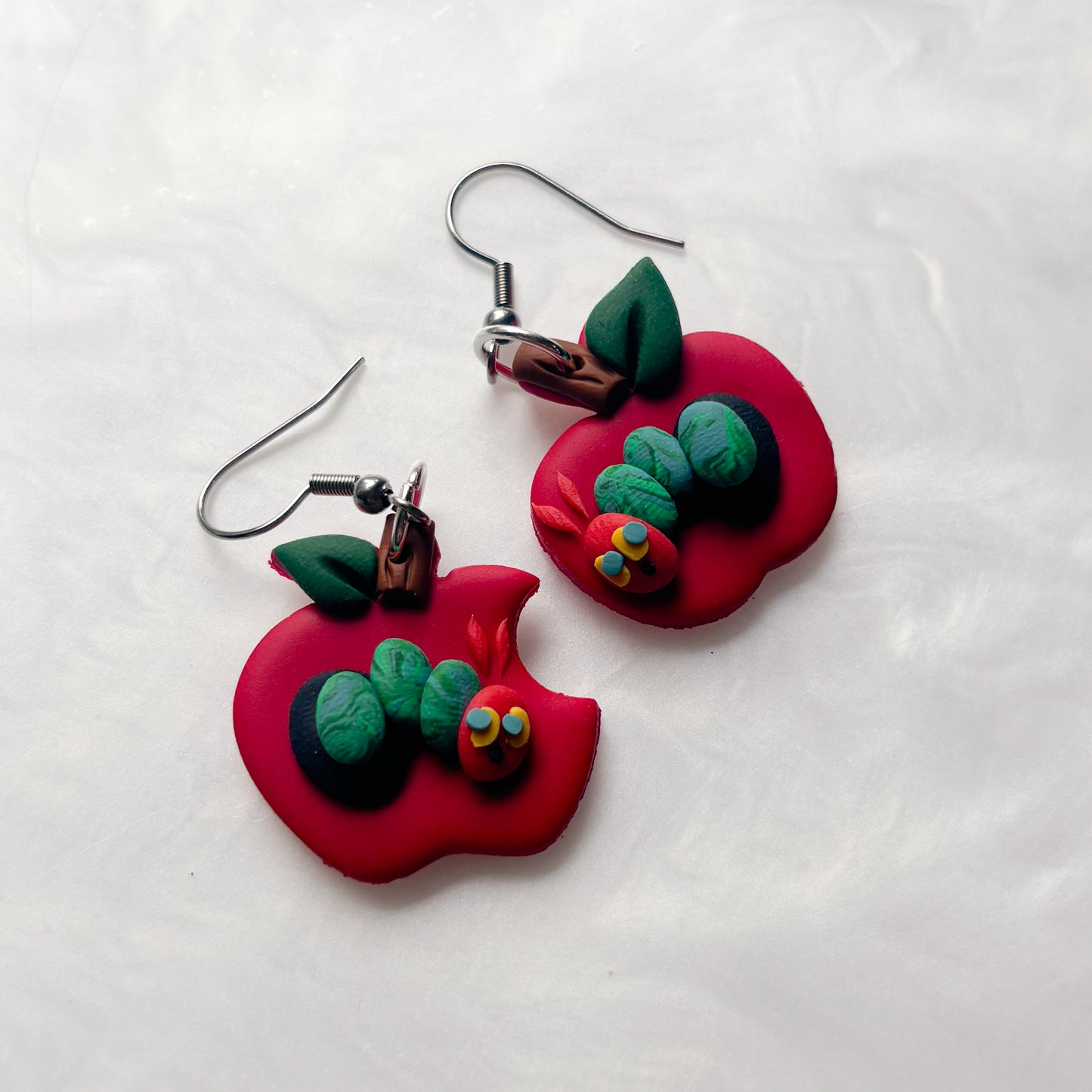 HUNGRY CATERPILLAR APPLE EARRINGS