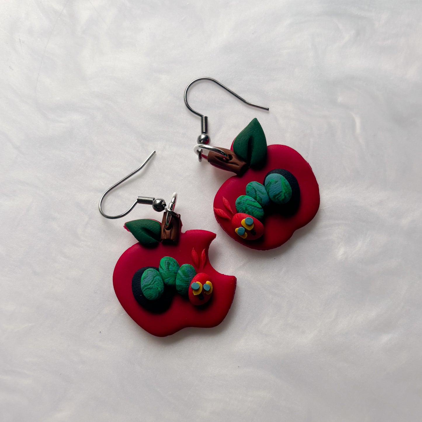 HUNGRY CATERPILLAR APPLE EARRINGS